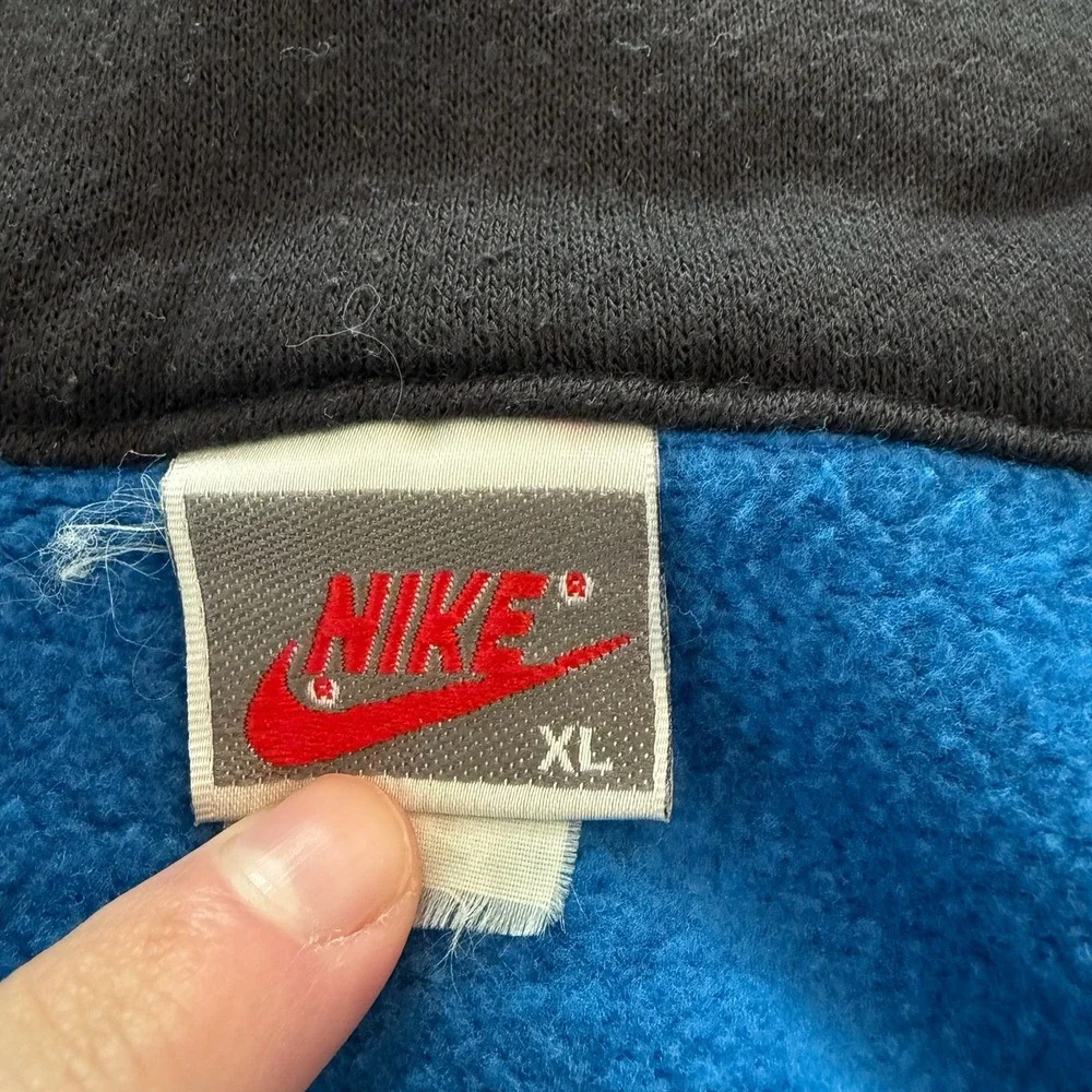 Vintage 90s Nike Fleece Full Zip Jacket Blue Black Youth XL Adult S